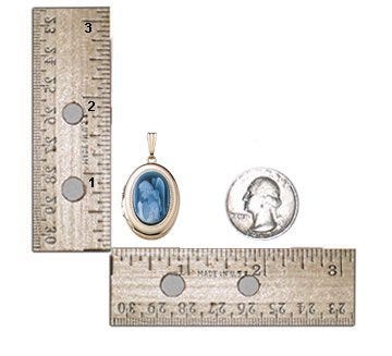Solid 14K Yellow Gold Angel Cameo Oval Photo Locket