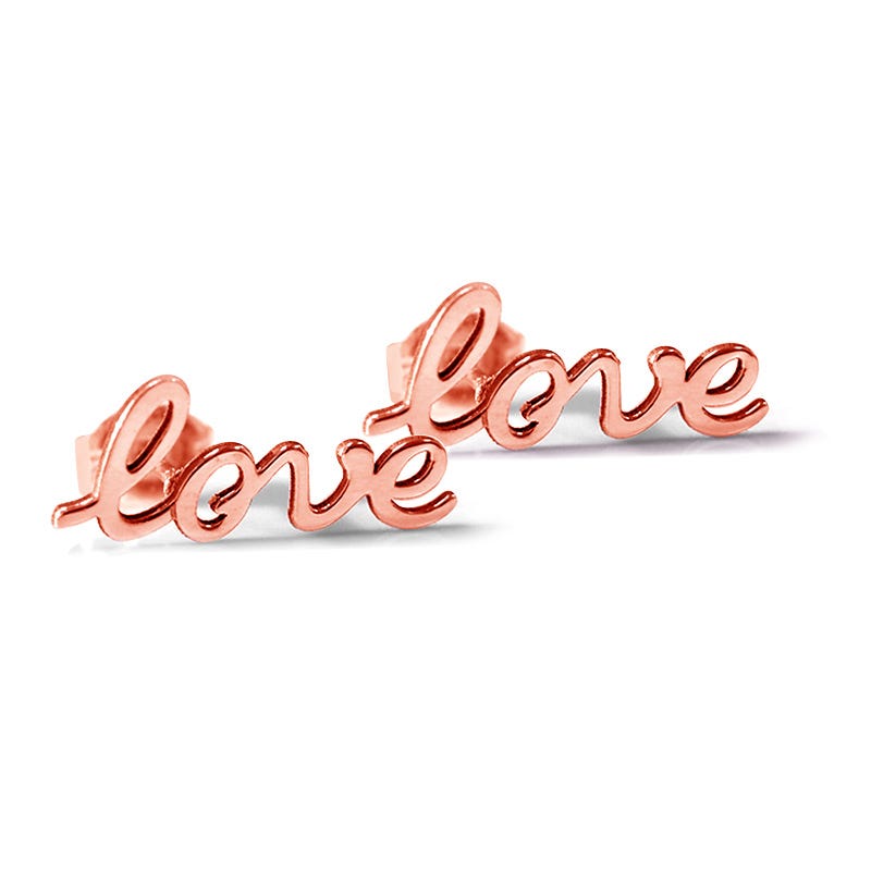 Pair of Script Love Earrings