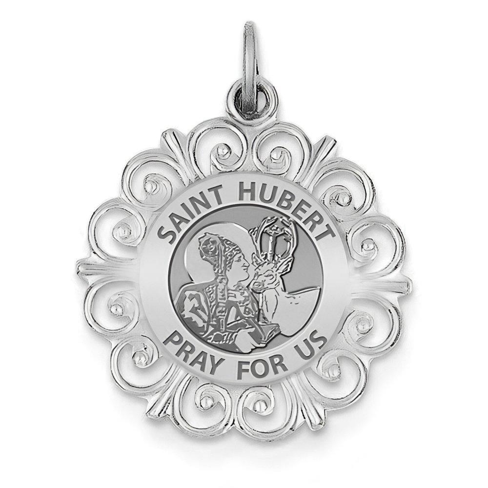 Saint Hubert Round Filigree Religious Medal