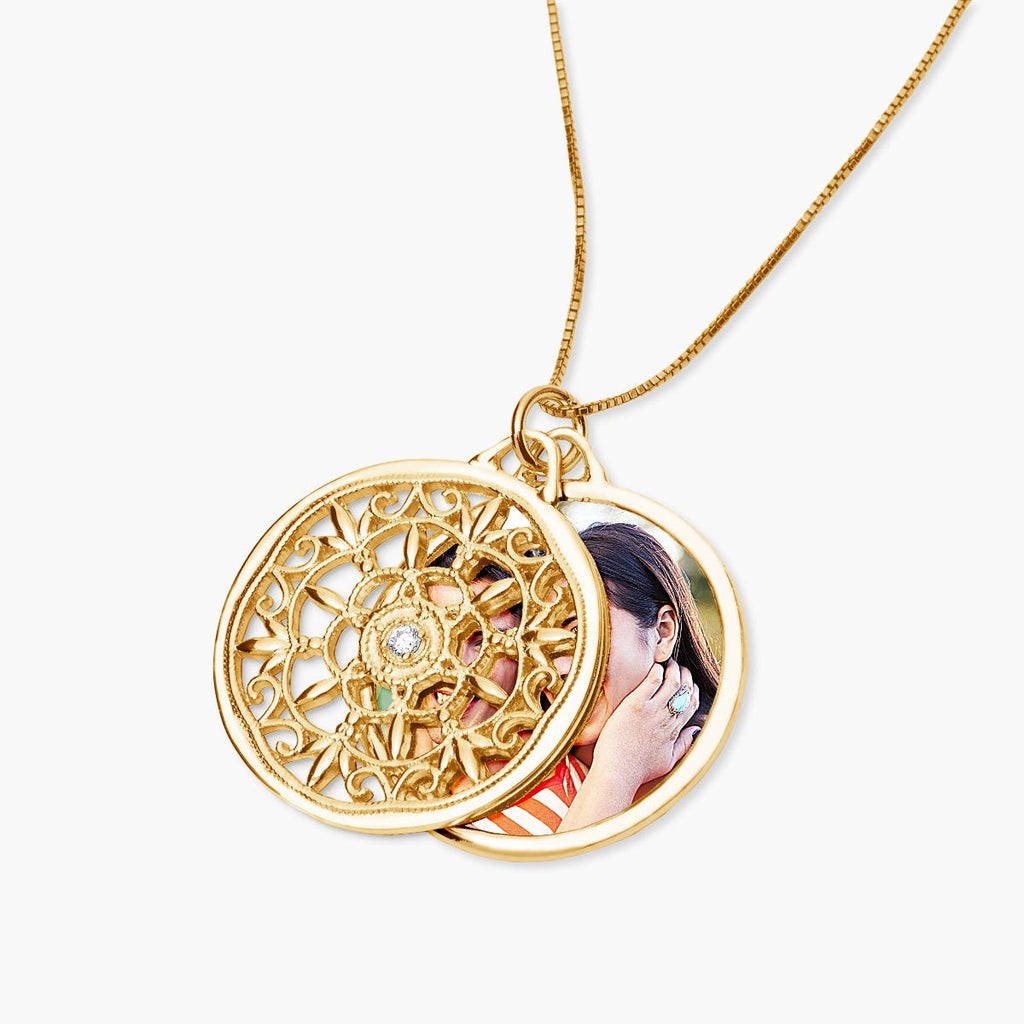 Ornate Round Swivel Locket with Diamond