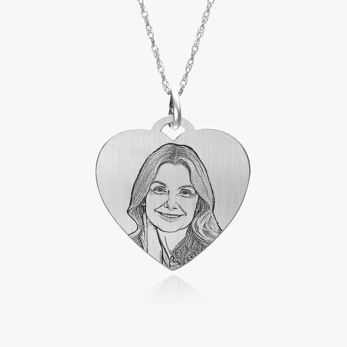 Antiqued Laser Carved Sterling Silver Photo Heart Pendant