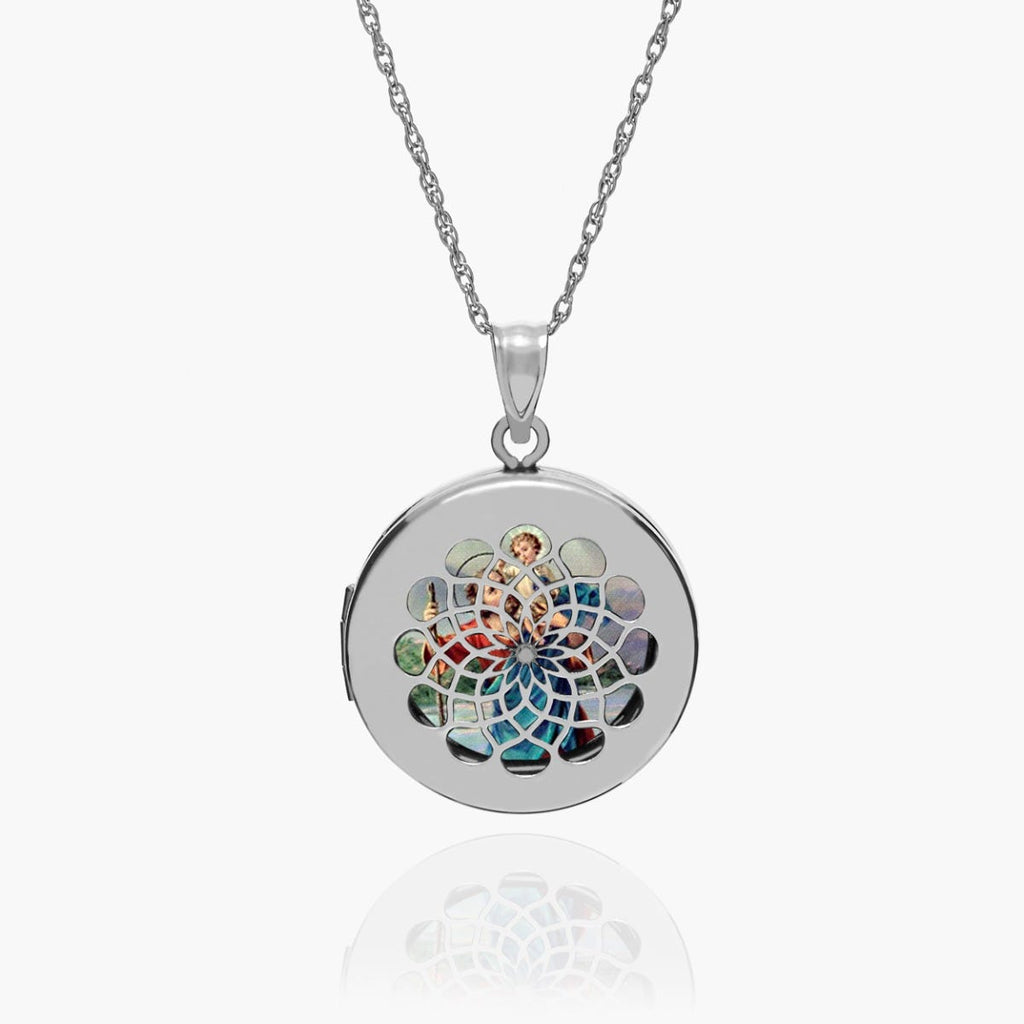 Saint Christopher Ornate Cut-Out Round Locket
