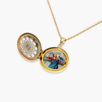 Saint Christopher Ornate Cut-Out Round Locket