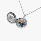 Saint Christopher Ornate Cut-Out Round Locket