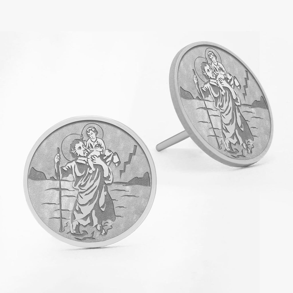 Pair Of Saint Christopher Stud Earrings