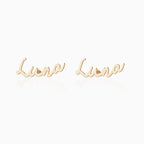 Pair of Minimalist Script Name Earrings
