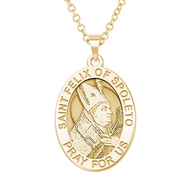 Saint Felix of Spoleto Oval Religious Medal