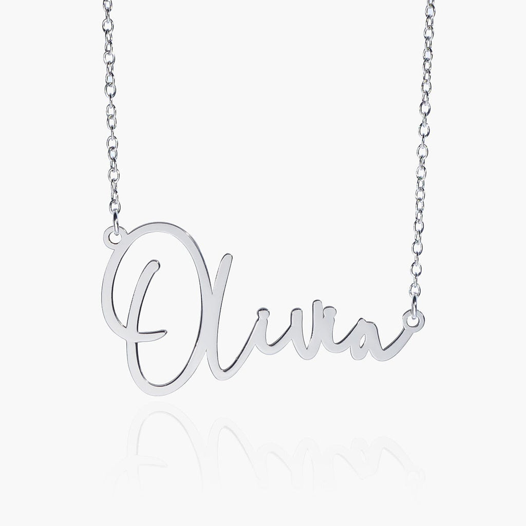 Modern Script Name Necklace with Chain