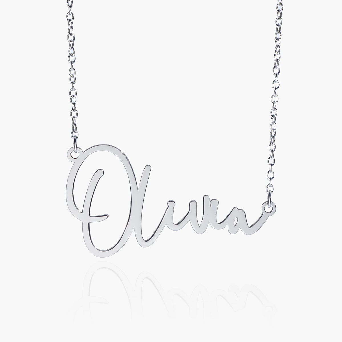 Modern Script Name Necklace with Chain