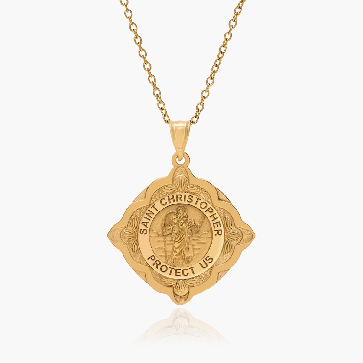 Saint Christopher Cathedral Round Religious Medal