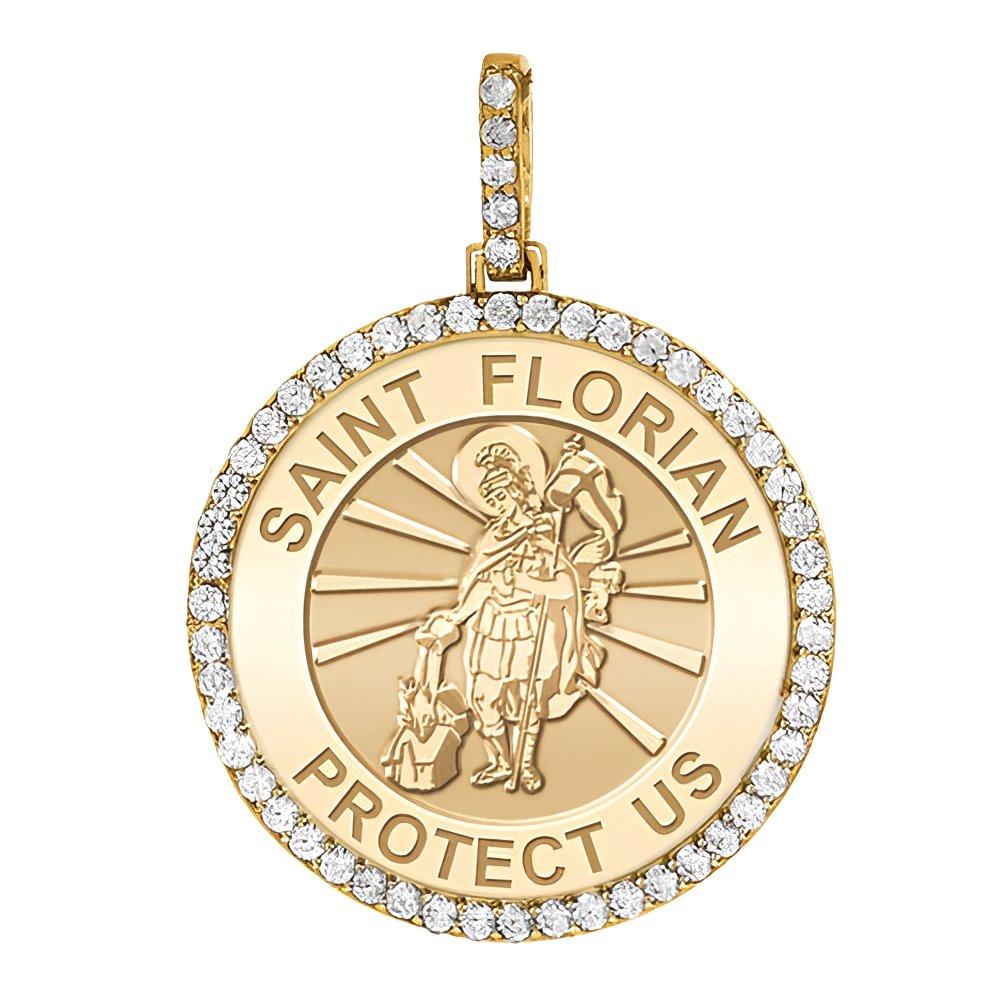 Large Saint Florian Diamond Religious Medal