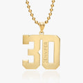 Personalized Number Pendant with Black Enamel Name