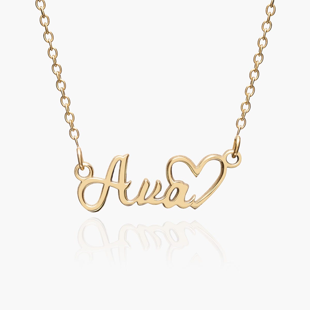 Script Name Necklace with Open Heart