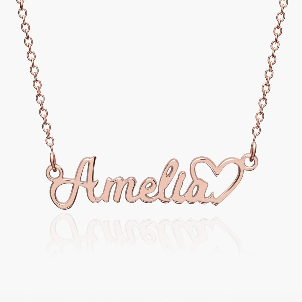Script Name Necklace with Open Heart