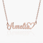 Script Name Necklace with Open Heart