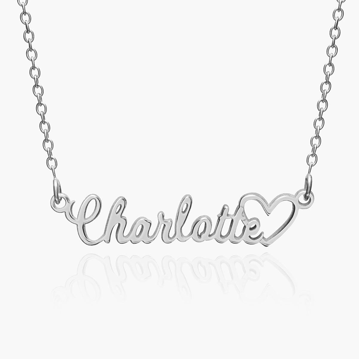 Script Name Necklace with Open Heart