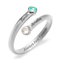 Round Two-Stone Birthstone Open Band Ring