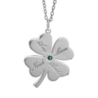 Shamrock Pendant With Birthstone And Names