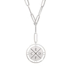 Compass Initial Paper Clip Necklace