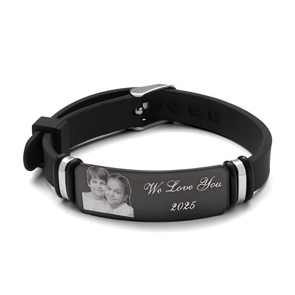 Mens Photo Engraved Cuban Bracelet