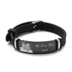 Mens Black Rubber Photo Bracelet