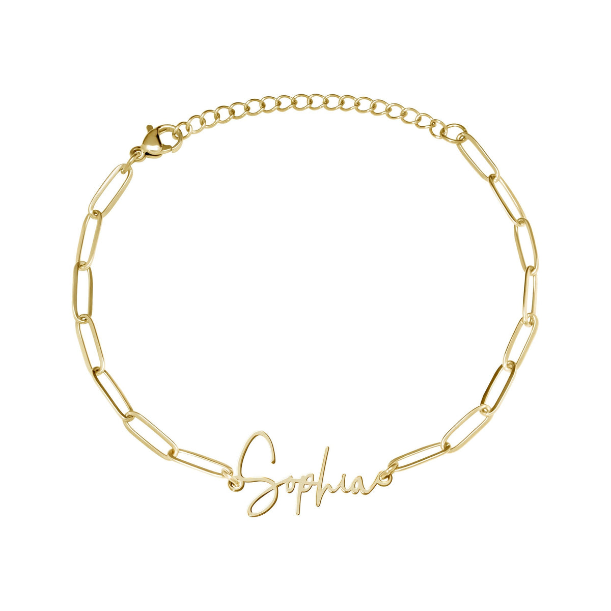 Paperclip Modern Script Name Anklet
