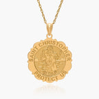 Saint Christopher Scalloped Round Religious Medal