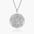 Saint Christopher Scalloped Round Religious Medal