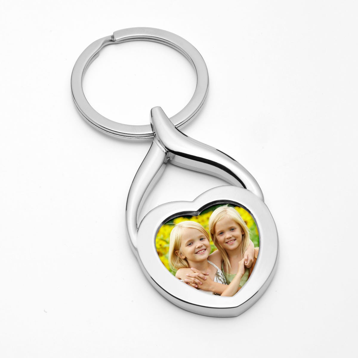 Stainless Steel Engravable Heart Photo Laser Keychain