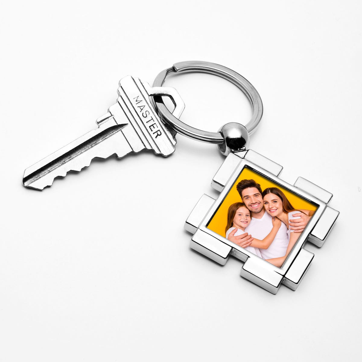 Stainless Steel Square Photo Keychain