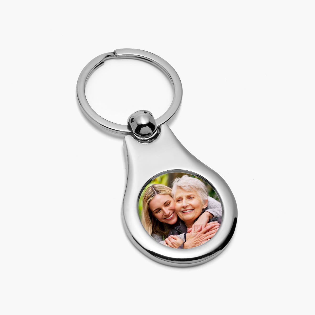 Stainless Steel Engravable Round Photo Keychain