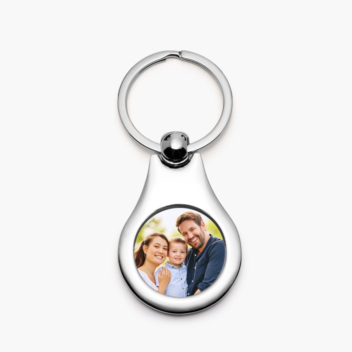 Stainless Steel Engravable Round Photo Keychain