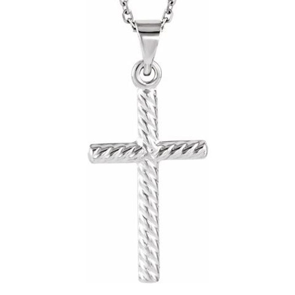 Solid 14K White Gold Decorative Cross Pendant
