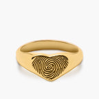 Custom Women's Fingerprint Heart Signet Ring