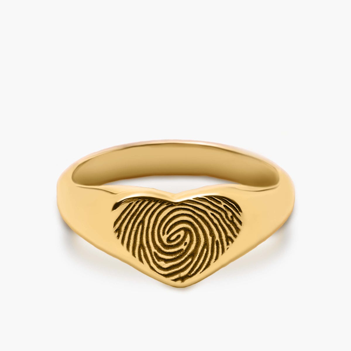 Custom Women's Fingerprint Heart Signet Ring