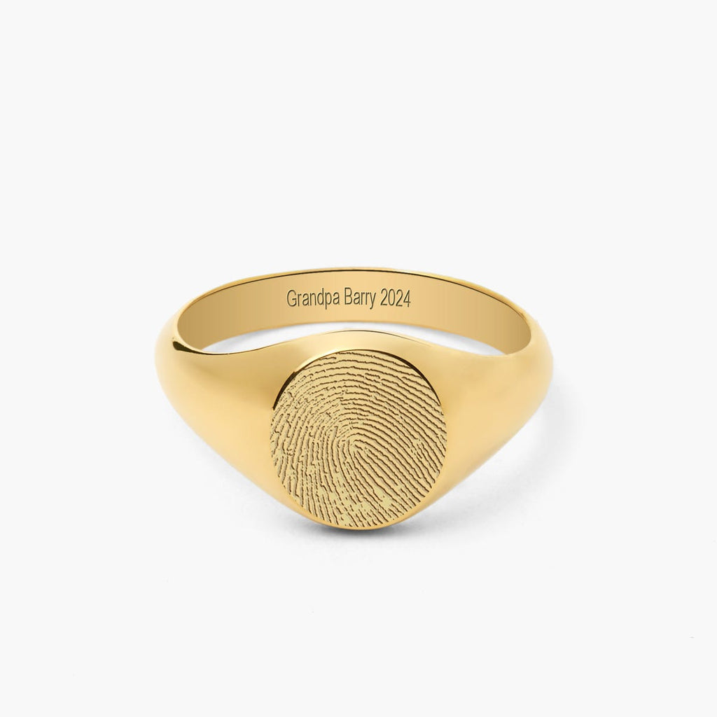 Custom Fingerprint Round Signet Ring