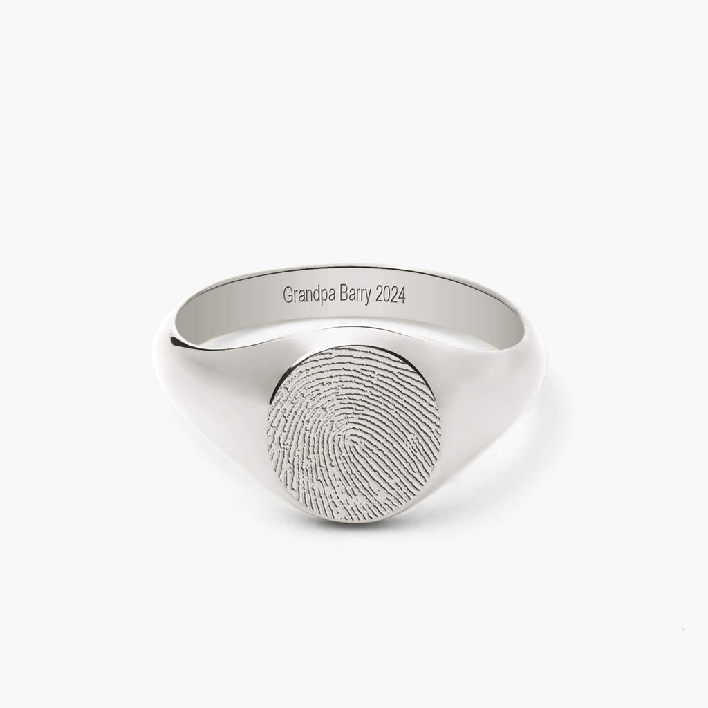 Custom Fingerprint Round Signet Ring