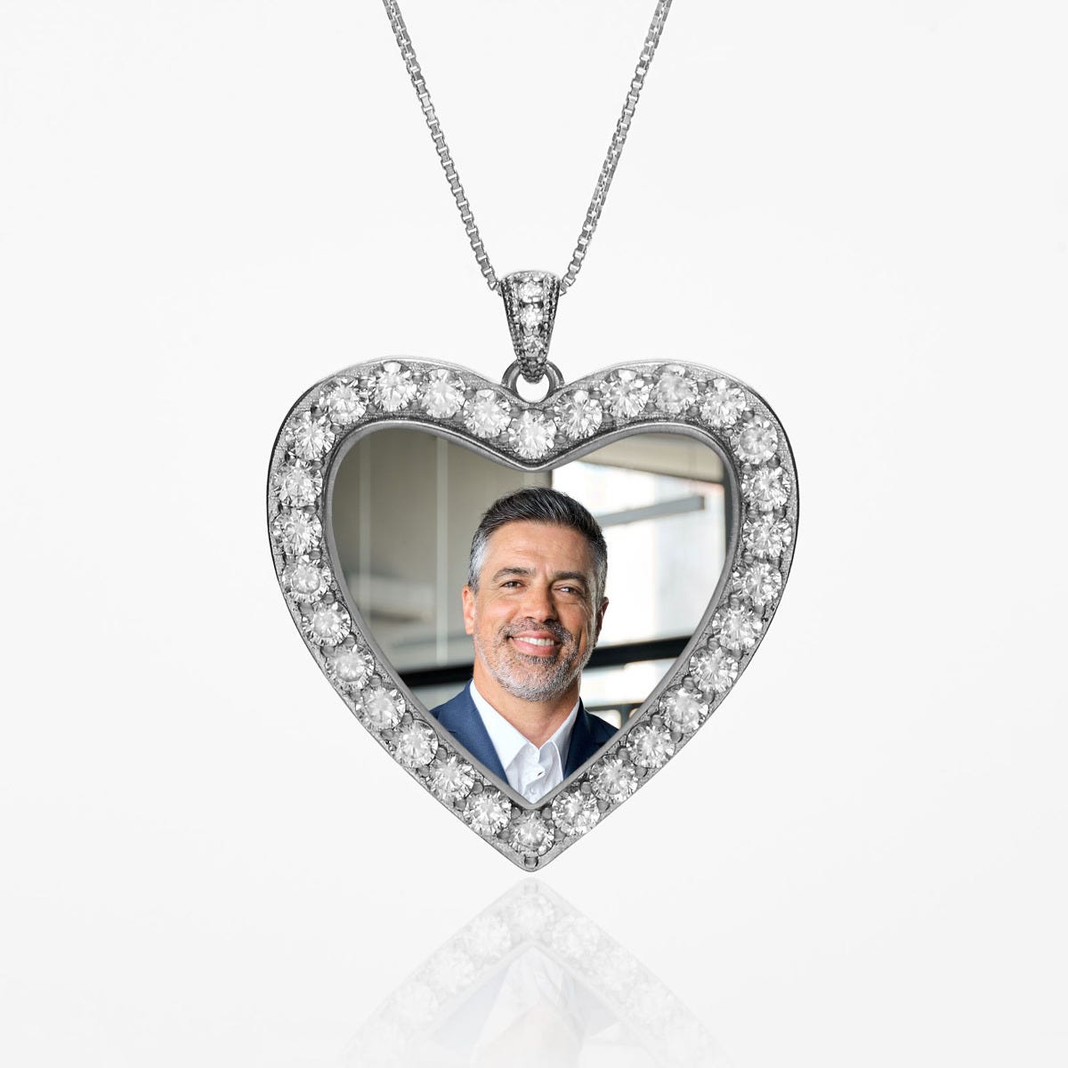 Diamond Photo Engraved Heart Pendant