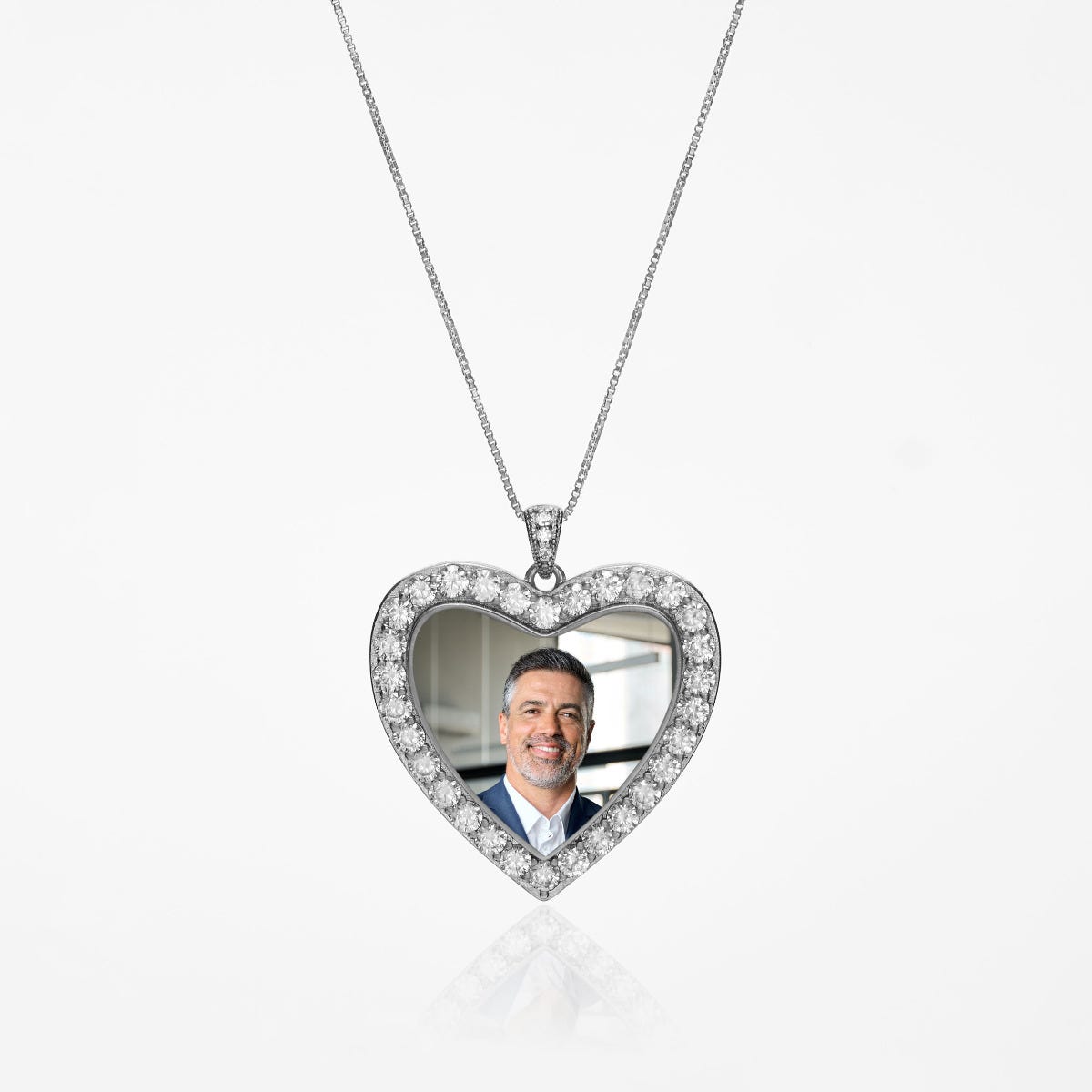 Diamond Photo Engraved Heart Pendant