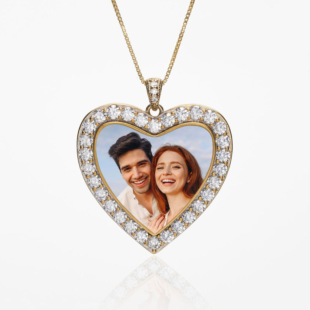 Diamond Photo Engraved Heart Pendant