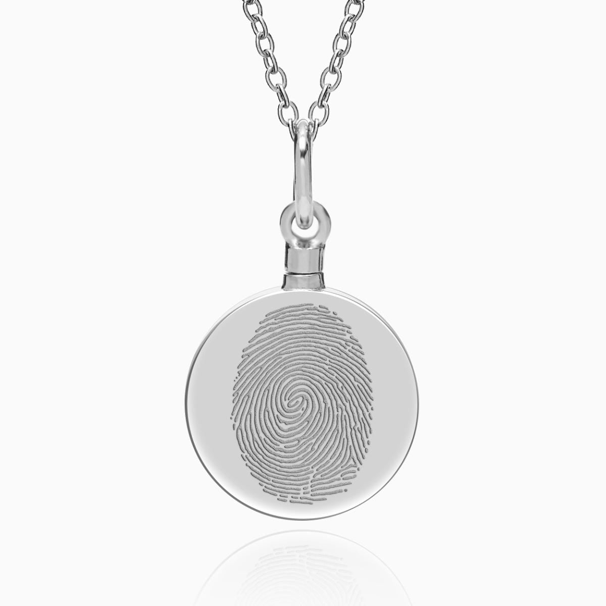 Sterling Silver Custom Fingerprint Round Cremation or Ash Filler