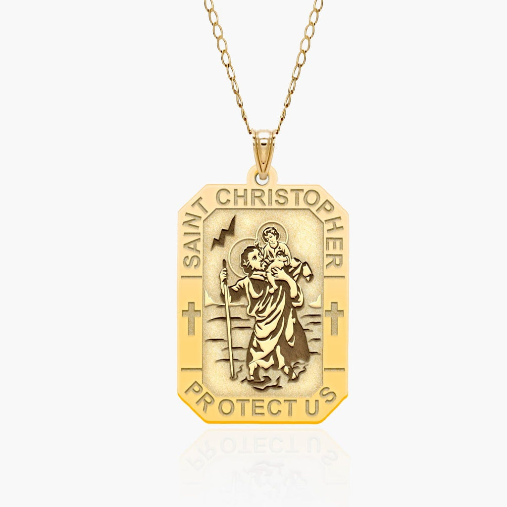 Saint Christopher Rectangular Tag Religious Medal