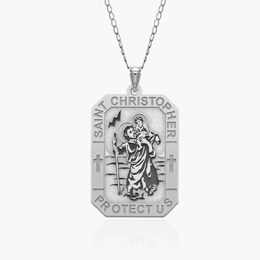 Saint Christopher Rectangular Tag Religious Medal