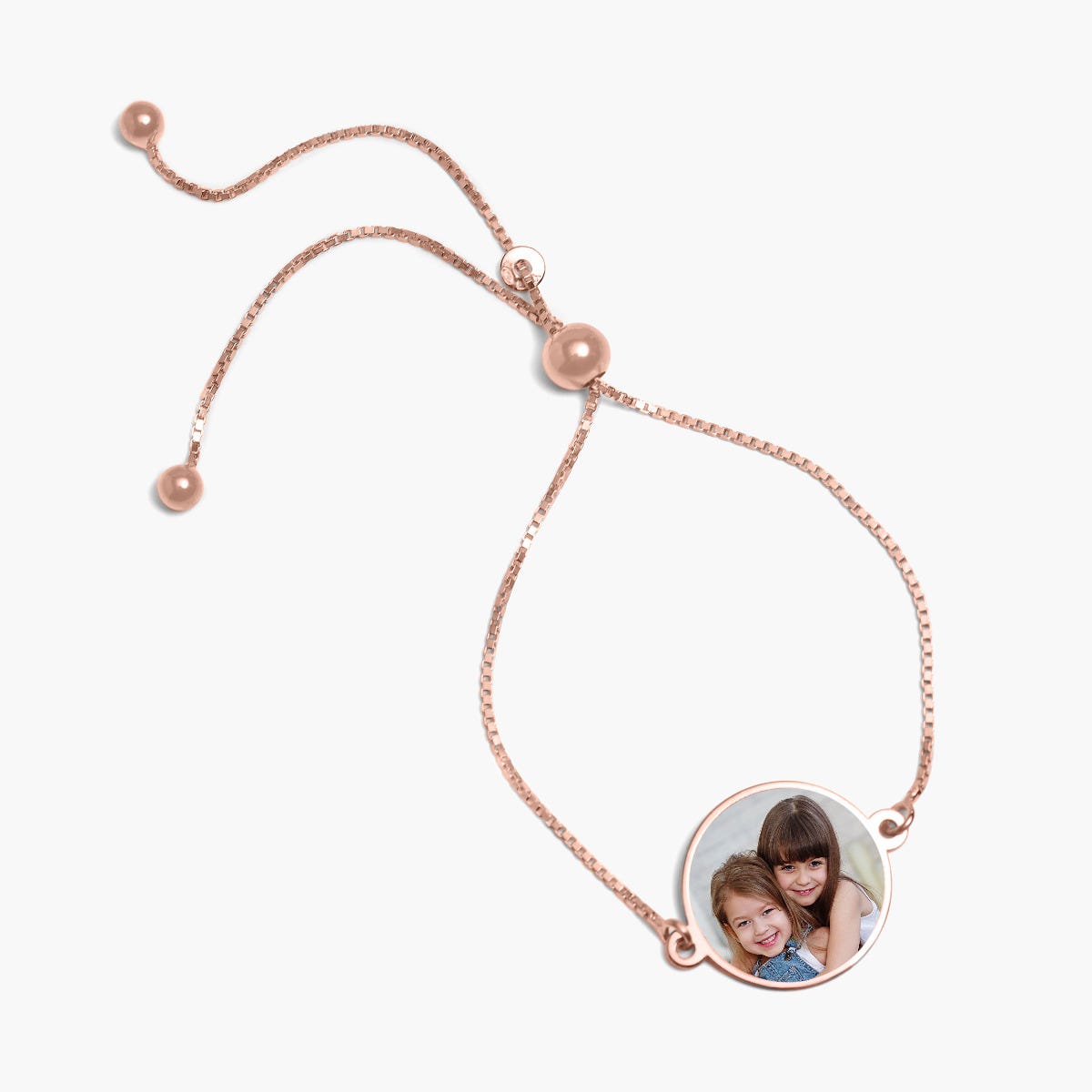 Adjustable Round Photo Engraved Bracelet