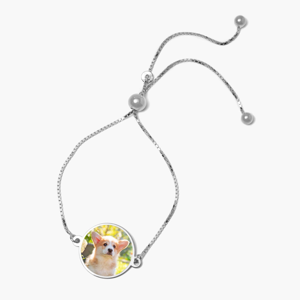 Adjustable Round Photo Engraved Bracelet