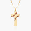 Baseball Stitch Enameled Cross Pendant with Number