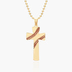 Baseball Stitch Enameled Cross Pendant with Number