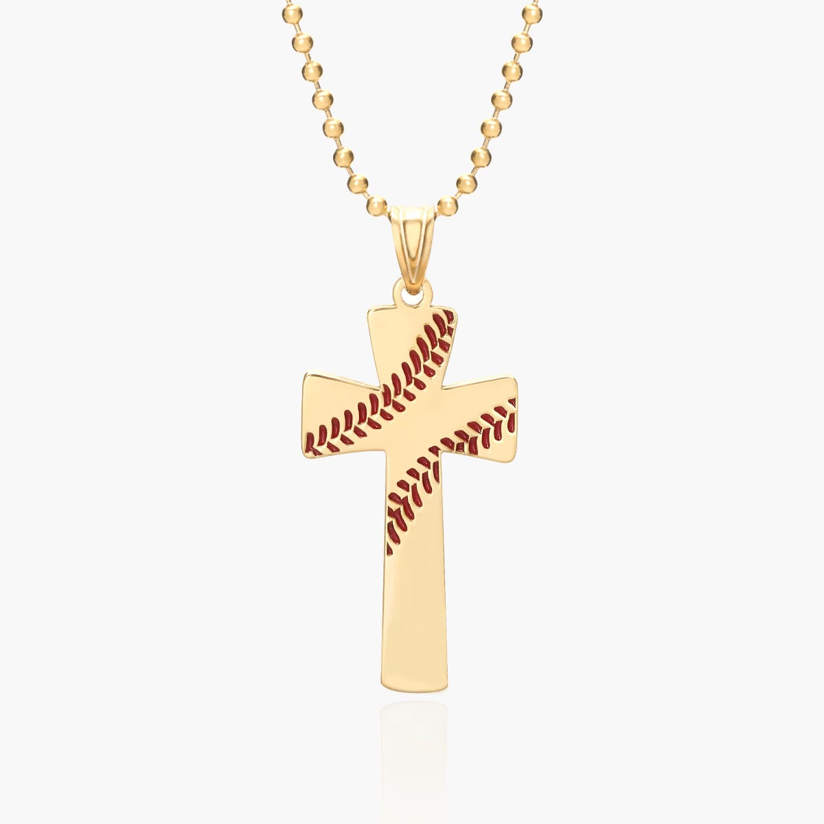 Baseball Stitch Enameled Cross Pendant with Number