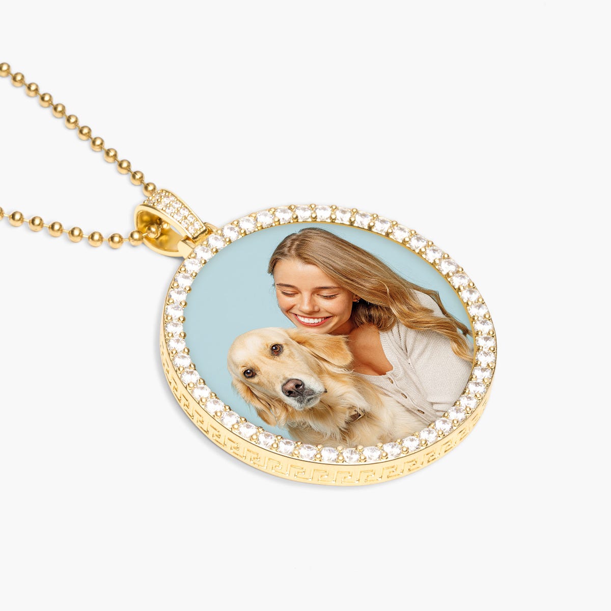 XL Cubic Zirconia Photo Engraved Pendant