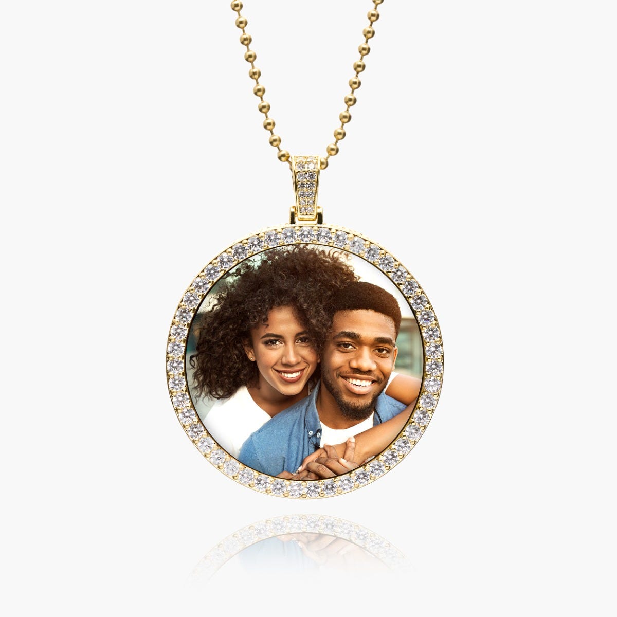 XL Cubic Zirconia Photo Engraved Pendant